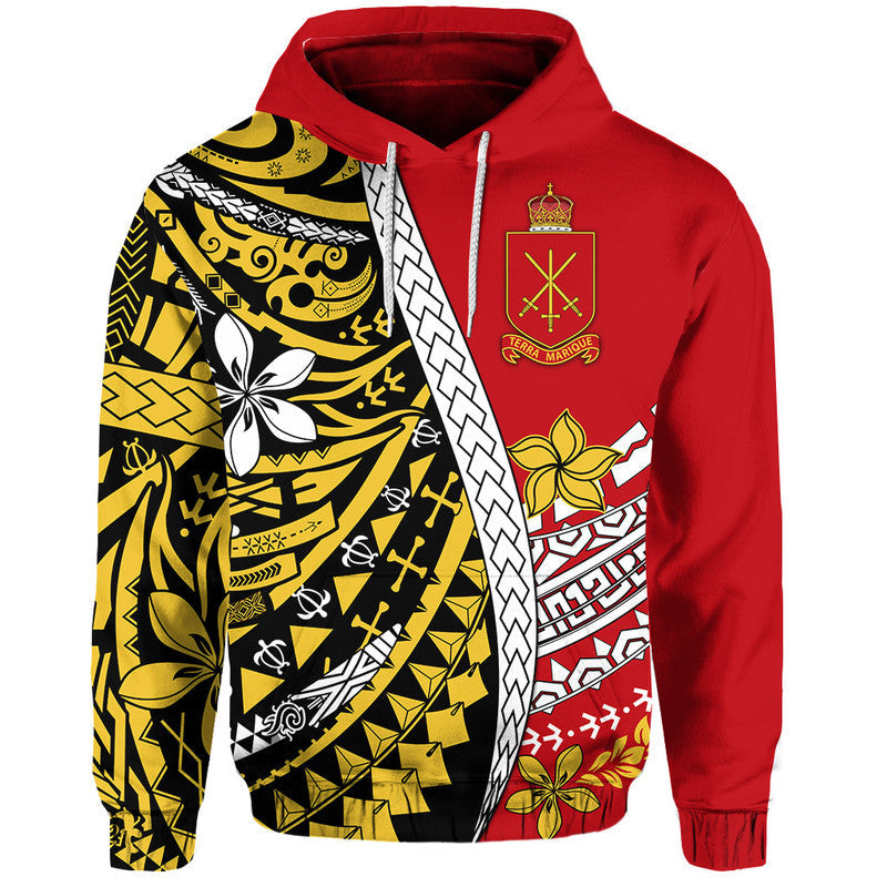 Tonga Terra Marique Hoodie Red Polynesian Minimalist Style LT9