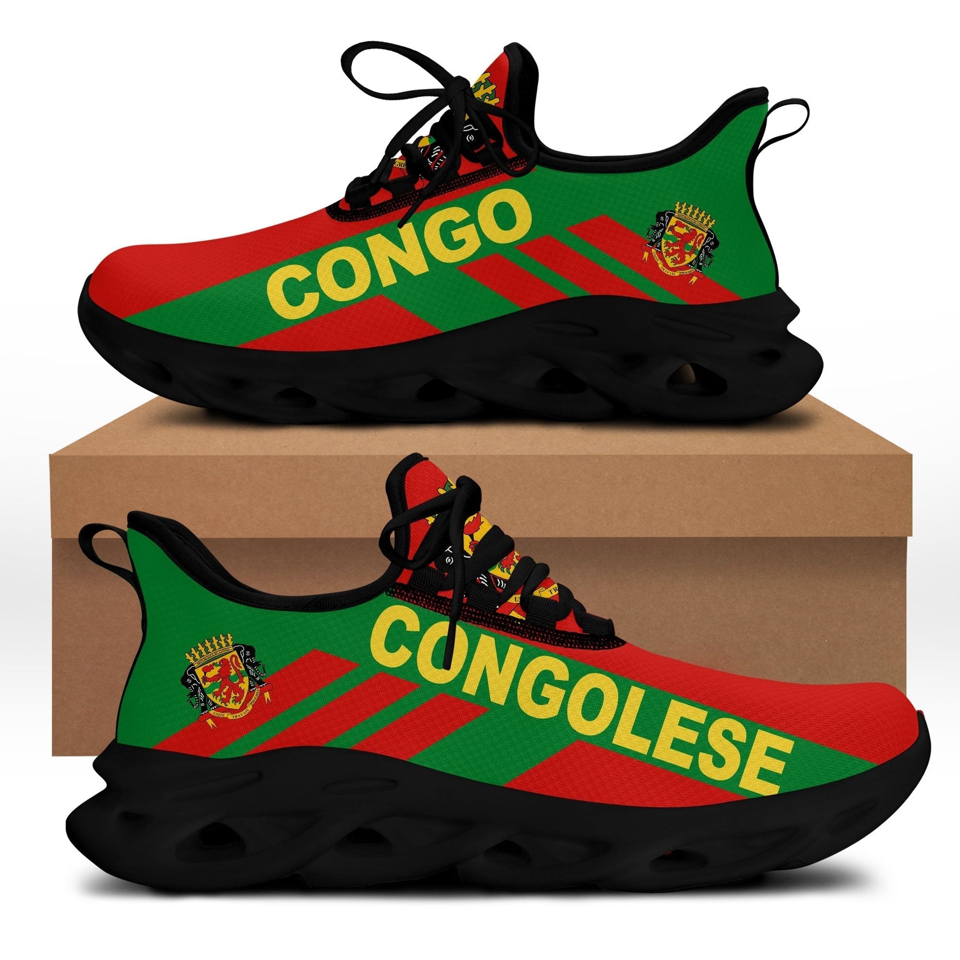 Wonder Print Shop Footwear - Republic of the Congo Stripe Style Clunky Sneakers LT10