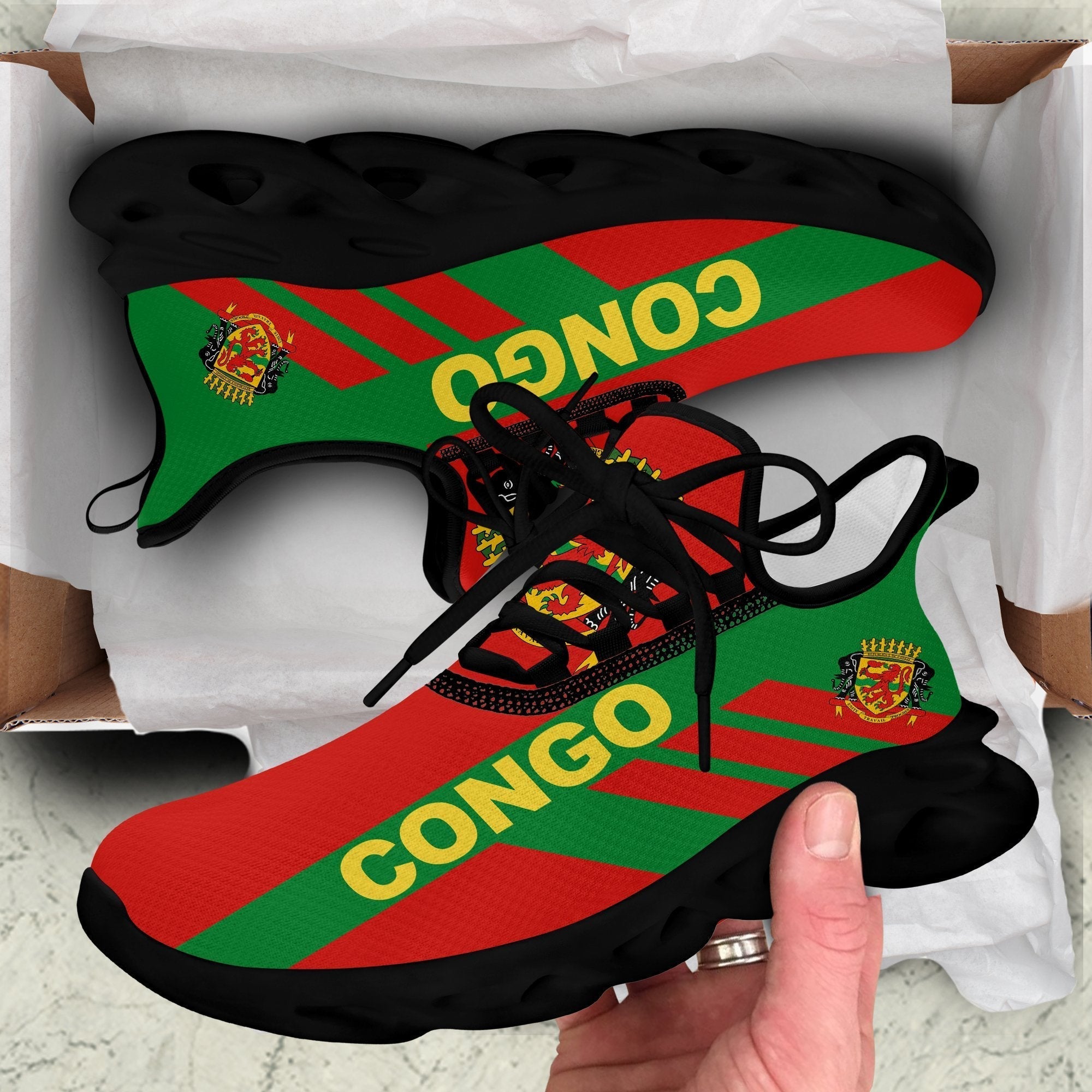 Wonder Print Shop Footwear - Republic of the Congo Stripe Style Clunky Sneakers LT10