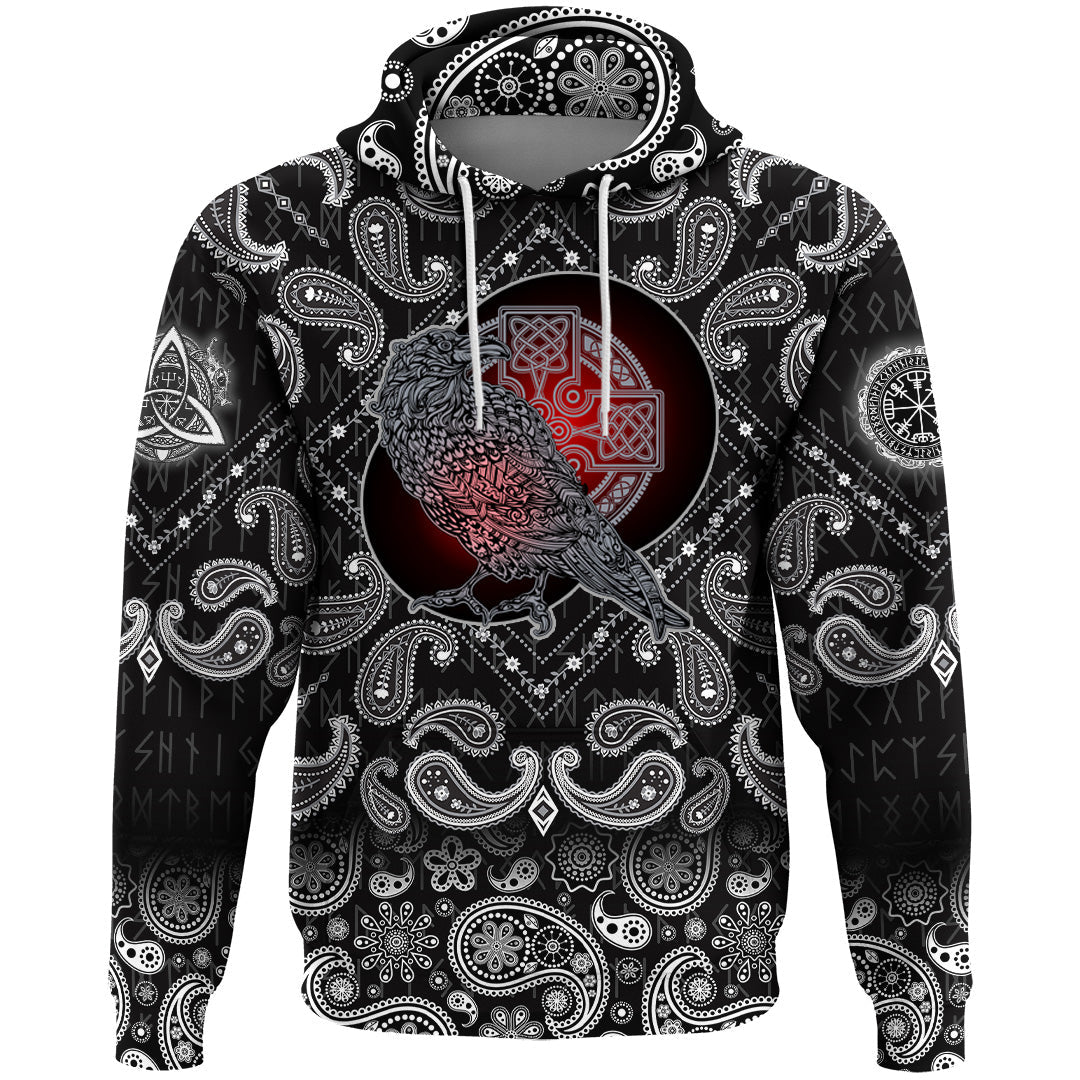Viking Hoodie Reven Triskele with Bandana Paisley Style RLT12