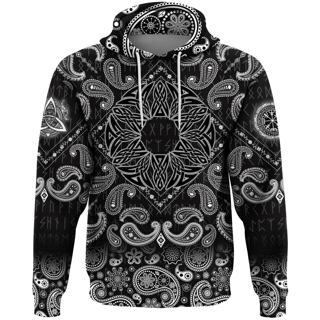 Viking Hoodie Round Celtic Pattern with Bandana Paisley Style RLT12