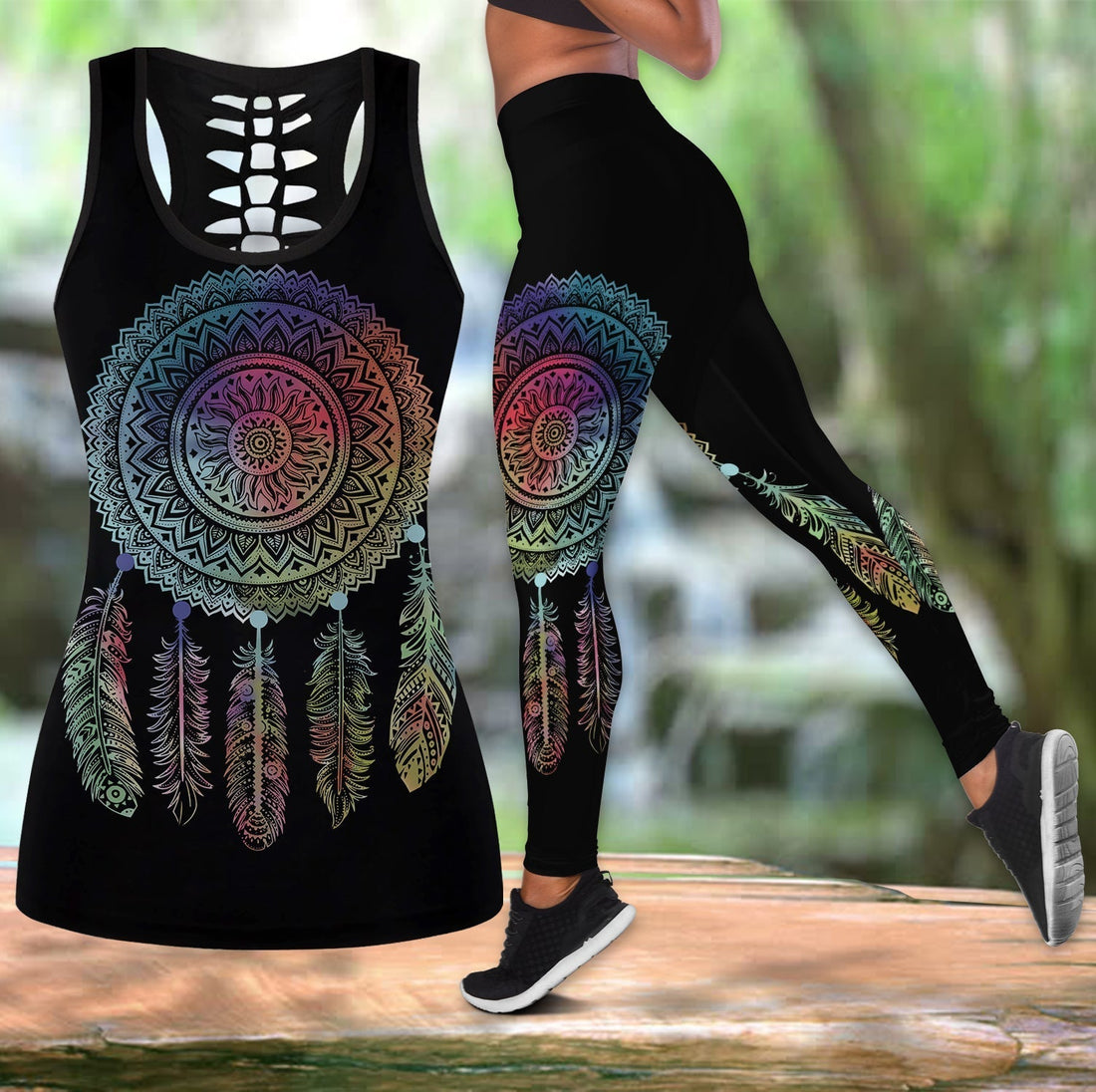 Mandala Dreamcatcher Native American Native Tank Top and Leggings Set LT10