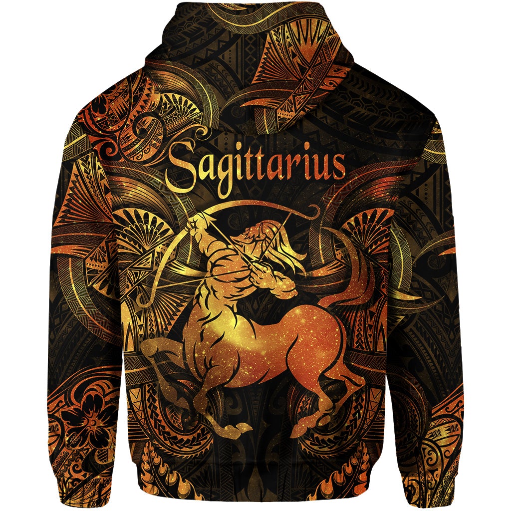 Sagittarius Zodiac Polynesian Hoodie Unique Style Gold LT8