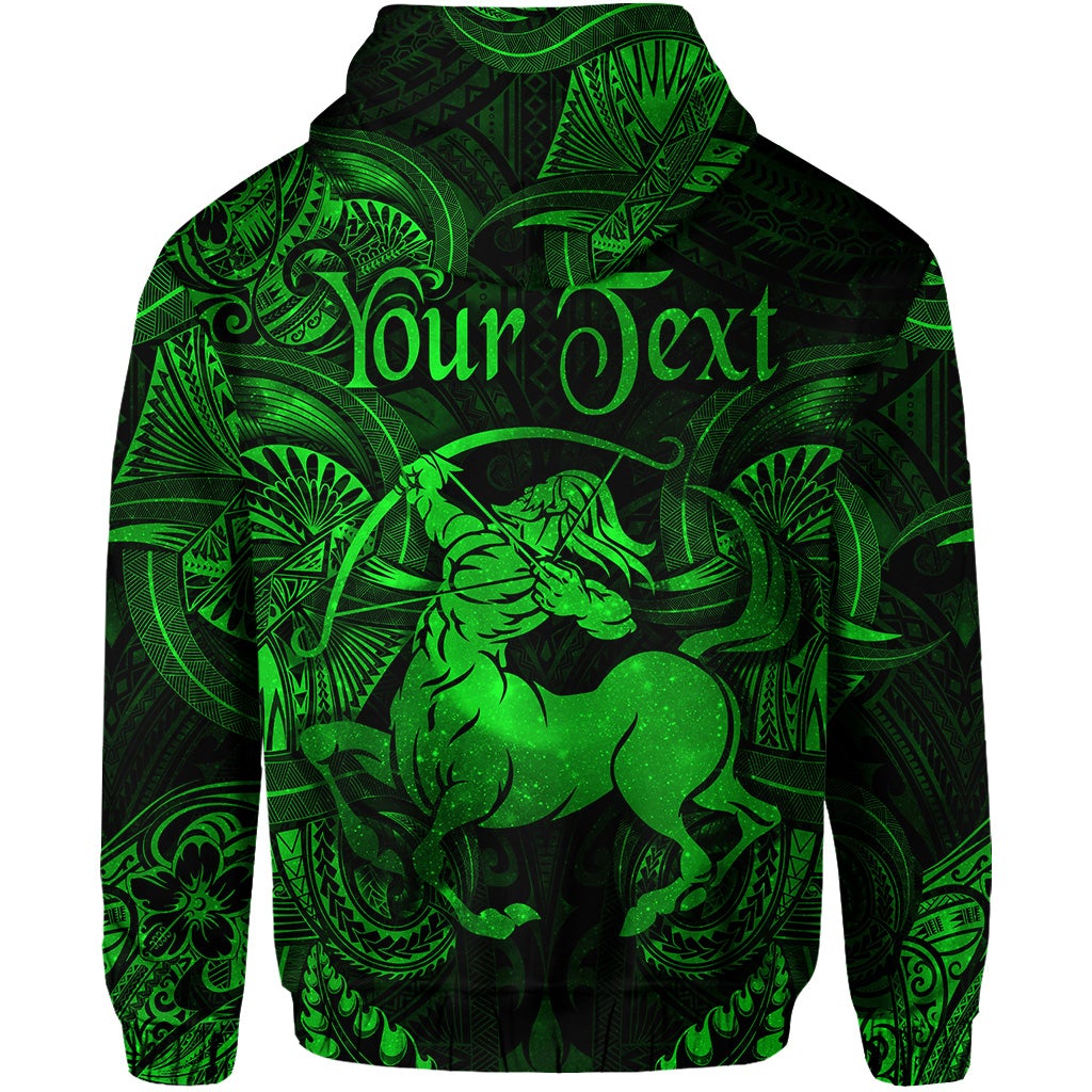 Custom Sagittarius Zodiac Polynesian Hoodie Unique Style Green LT8