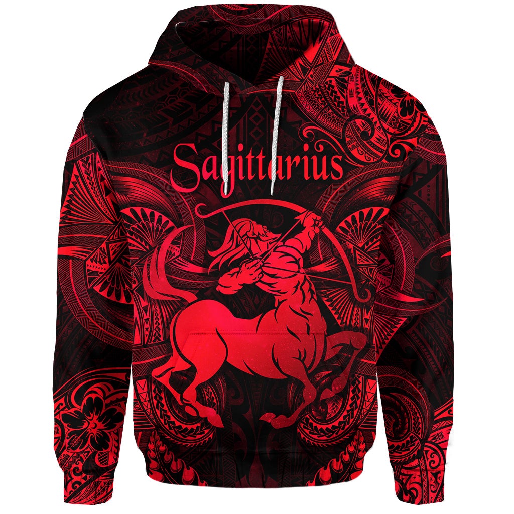 Sagittarius Zodiac Polynesian Hoodie Unique Style Red LT8