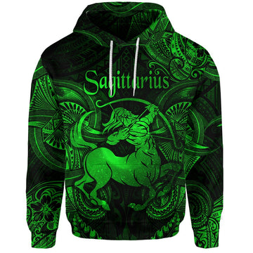 Sagittarius Zodiac Polynesian Hoodie Unique Style Green LT8