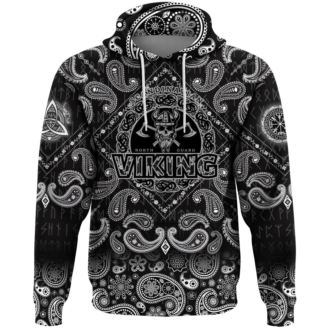 Viking Hoodie Scandinavian North Guardian with Bandana Paisley Style RLT12