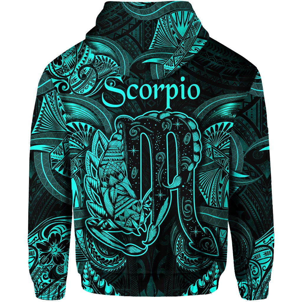 Scorpio Zodiac Polynesian Hoodie Unique Style Turquoise LT8