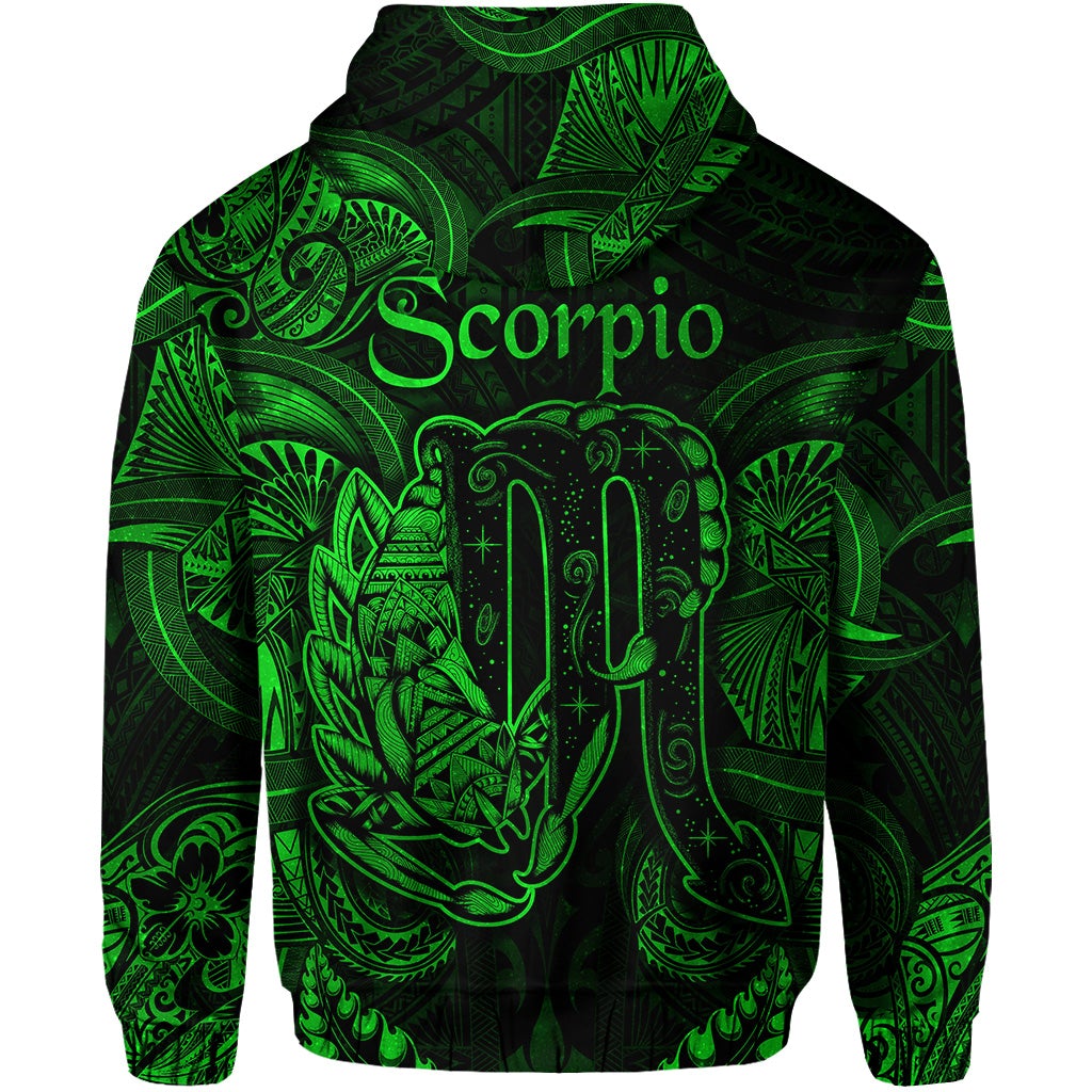 Scorpio Zodiac Polynesian Zip Hoodie Unique Style Green LT8