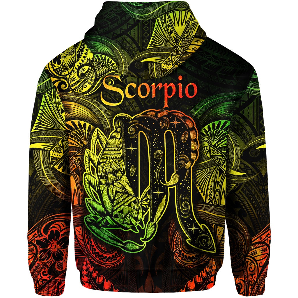 Scorpio Zodiac Polynesian Hoodie Unique Style Reggae LT8