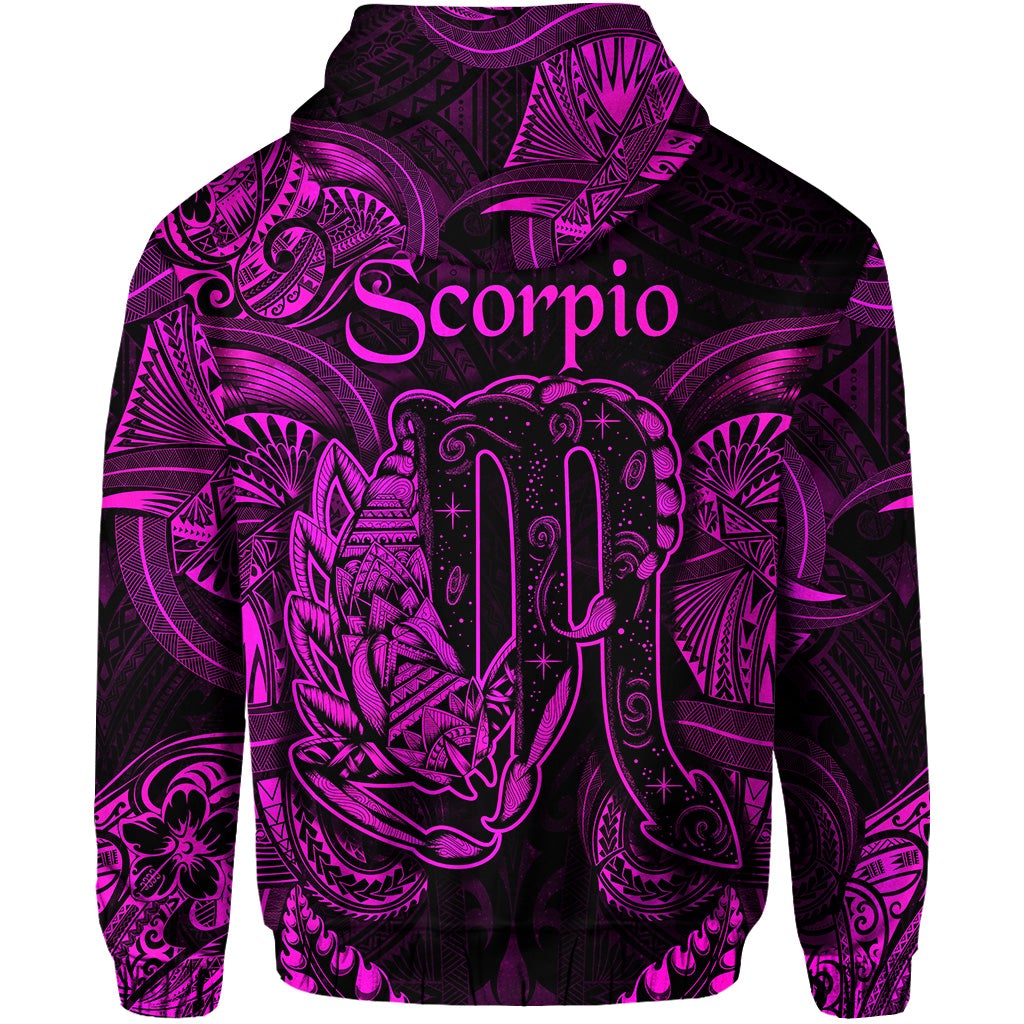 Scorpio Zodiac Polynesian Zip Hoodie Unique Style Pink LT8
