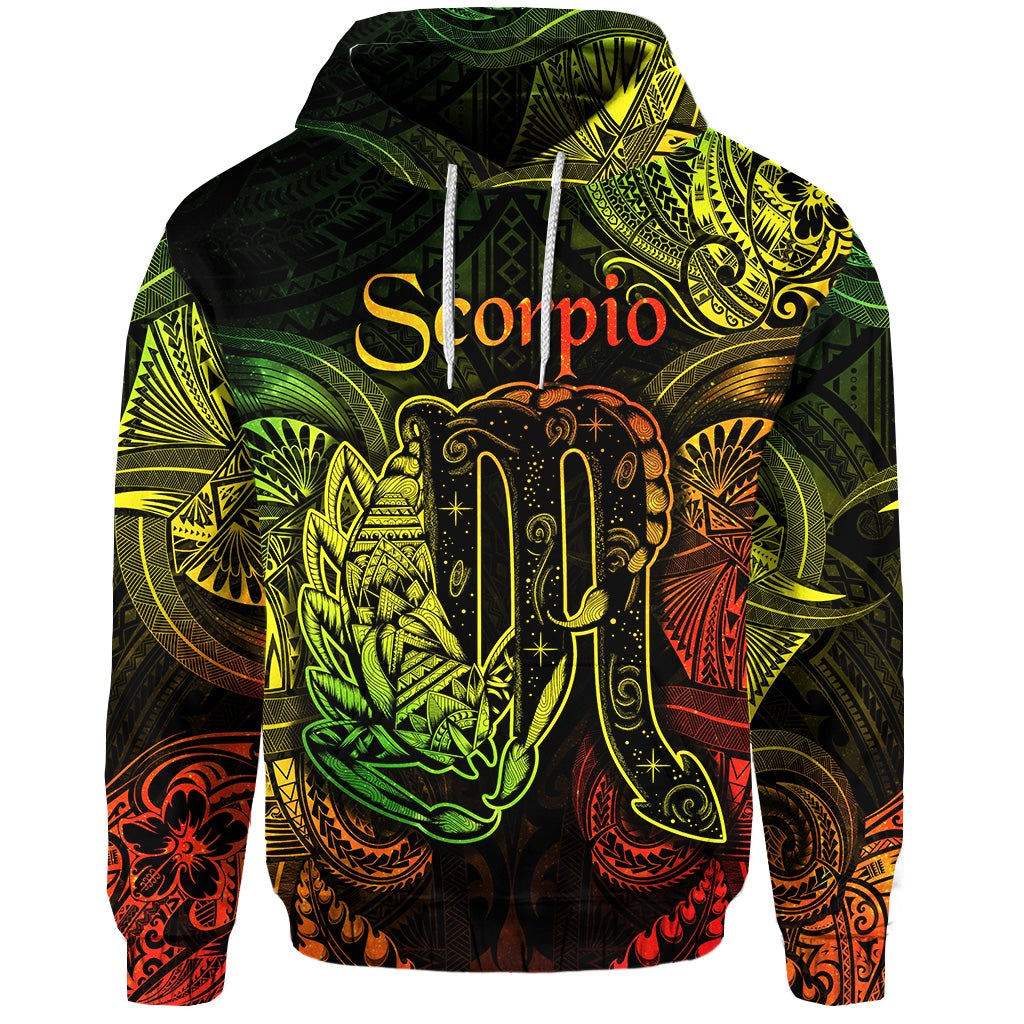 Scorpio Zodiac Polynesian Hoodie Unique Style Reggae LT8