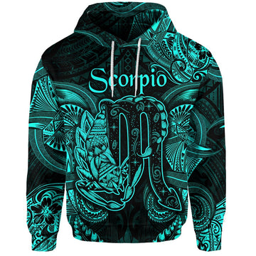 Scorpio Zodiac Polynesian Hoodie Unique Style Turquoise LT8