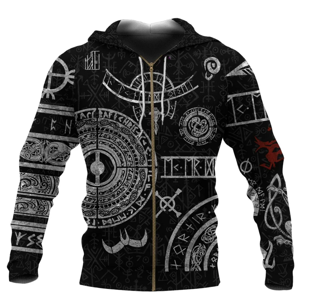Viking Zip Hoodie - Baldur Norse Mythology Tattoo RLT12