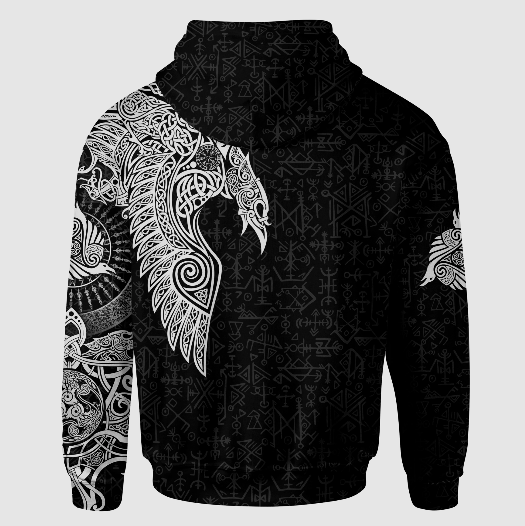 Viking Clothing Viking Raven Tattoo Black Hoodie RLT12