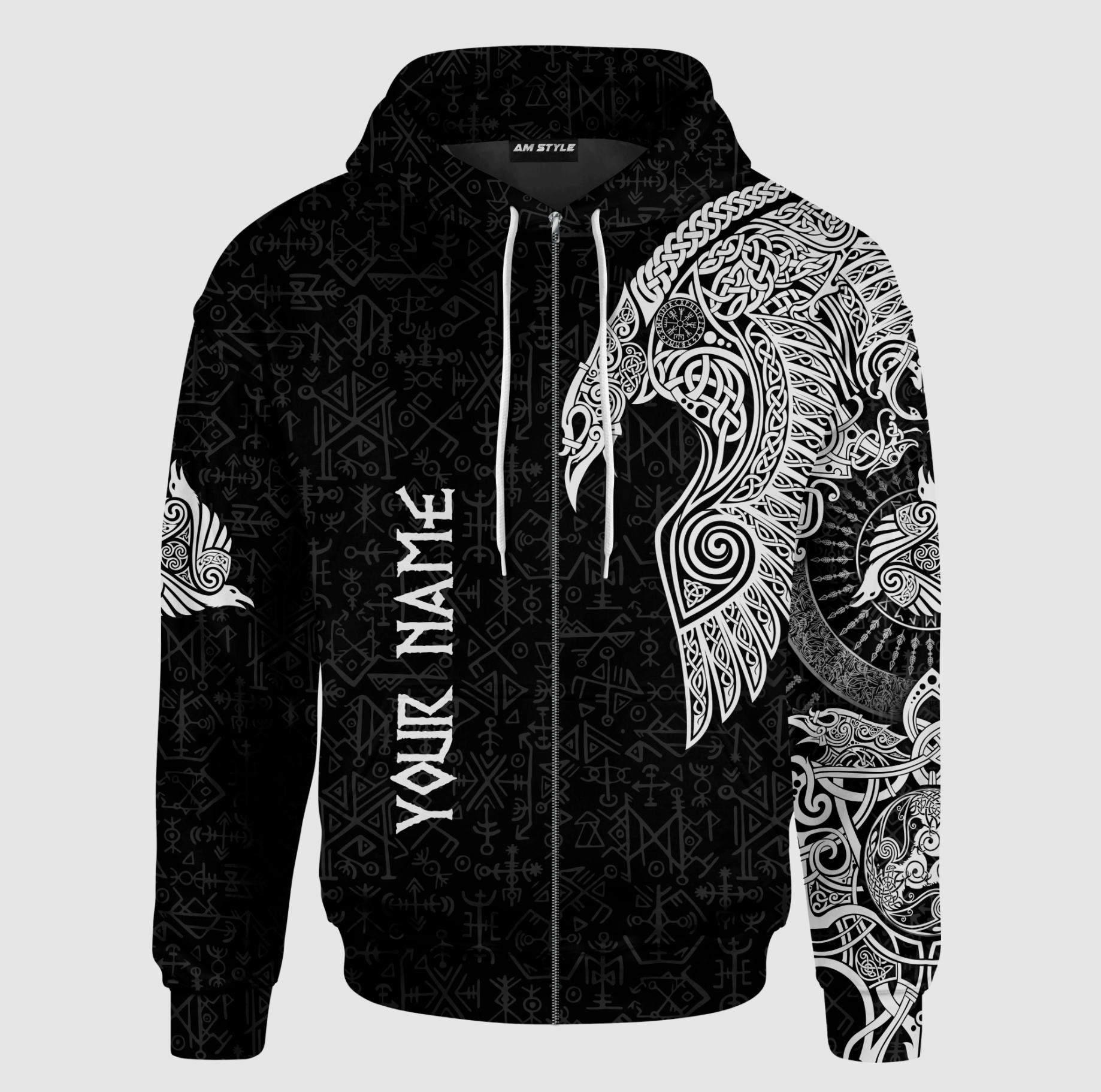Viking Clothing Viking Raven Tattoo Black Hoodie RLT12
