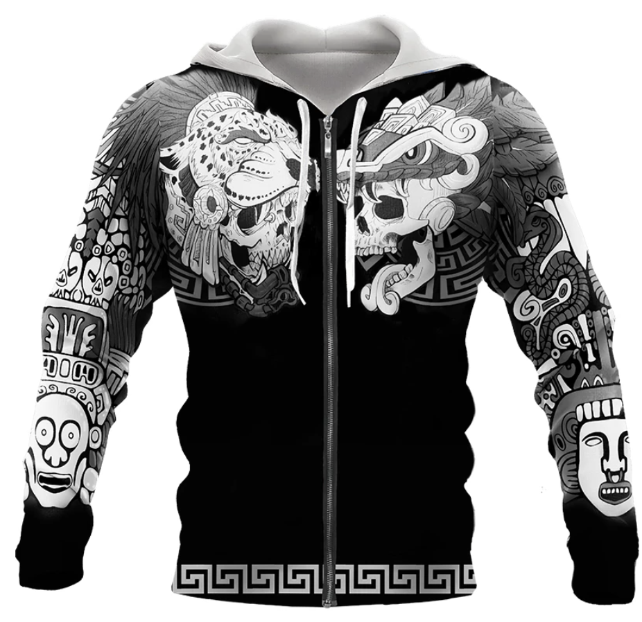 Viking Clothing Aztec Skull Hoodie RLT12