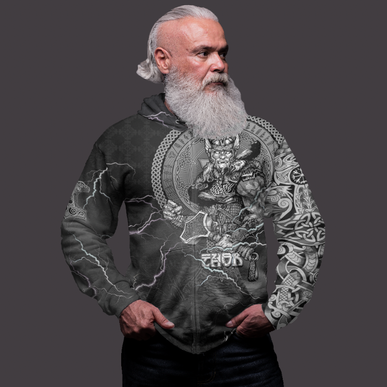 Viking Clothing Viking Thor and Jormungand Zip Hoodie RLT12