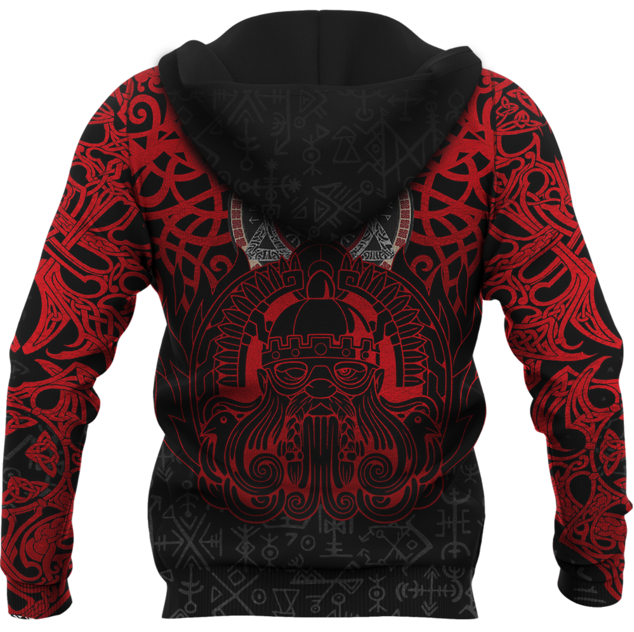 Viking Clothing Viking Odin Helm Of Awe (Red) Zip Hoodie RLT12