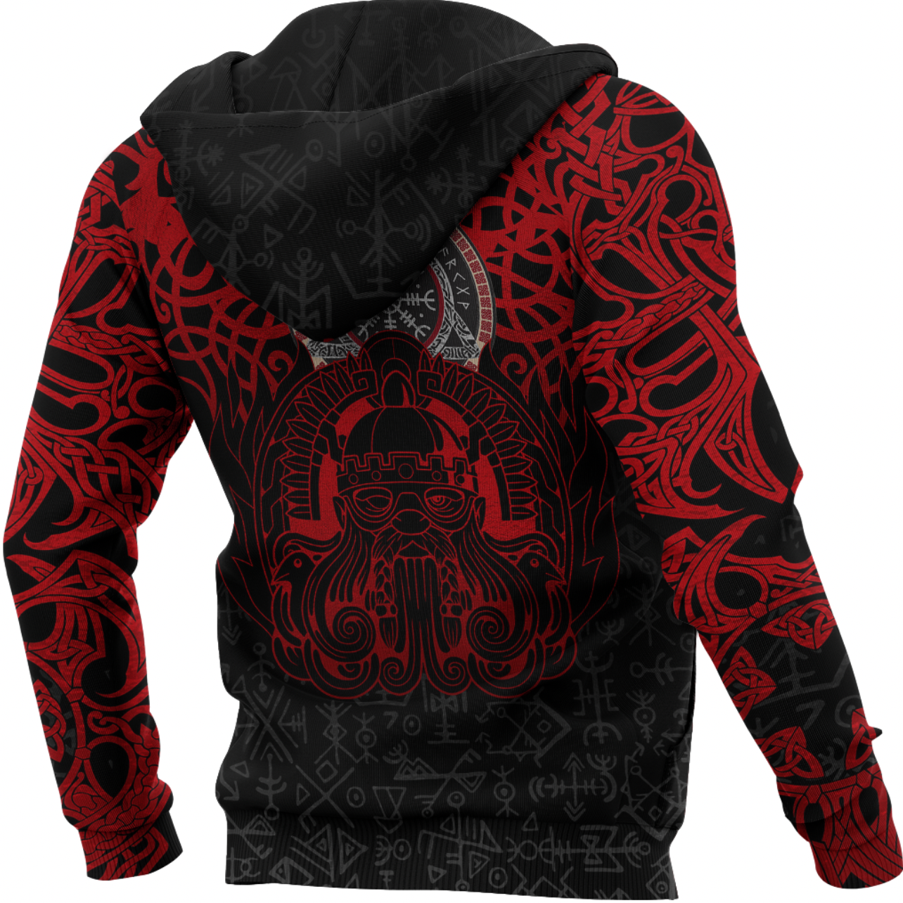 Viking Clothing Viking Odin Helm Of Awe (Red) Zip Hoodie RLT12