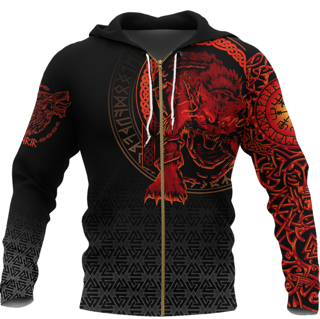 Viking Clothing Viking Fenrir Norse 3D Zip Hoodie RLT12