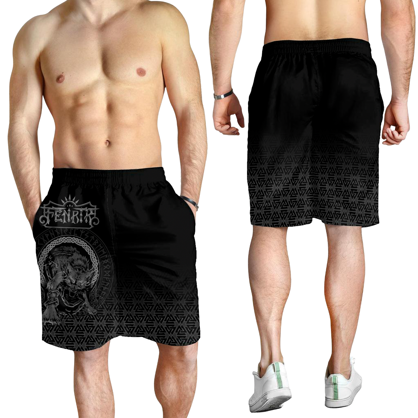 Viking Men's Shorts - Fenrir Norse 3D Tattoo RLT12