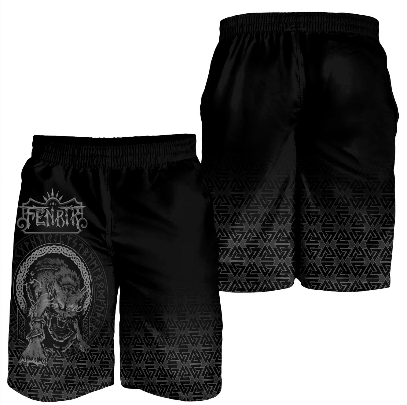 Viking Men's Shorts - Fenrir Norse 3D Tattoo RLT12