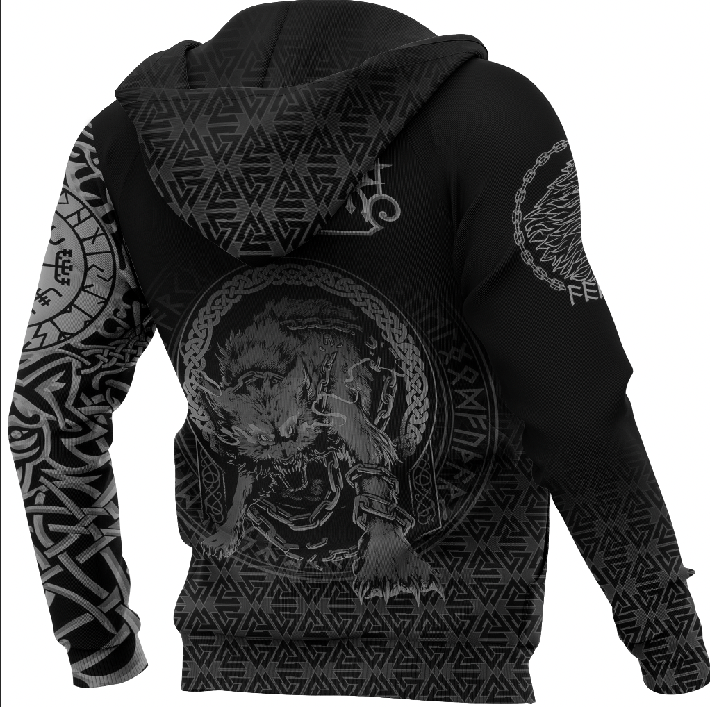 Viking Clothing Viking Fenrir Norse 3D Tattoo Hoodie RLT12