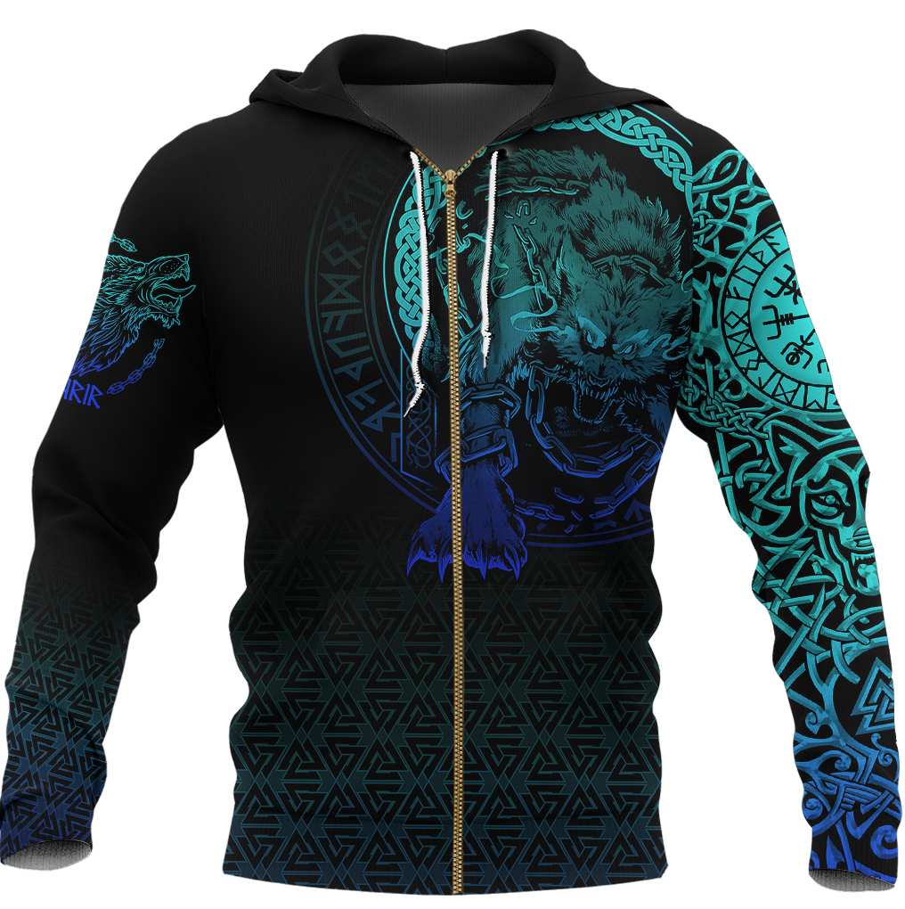 Viking Clothing Viking Fenrir Norse 3D Special Zip Hoodie RLT12