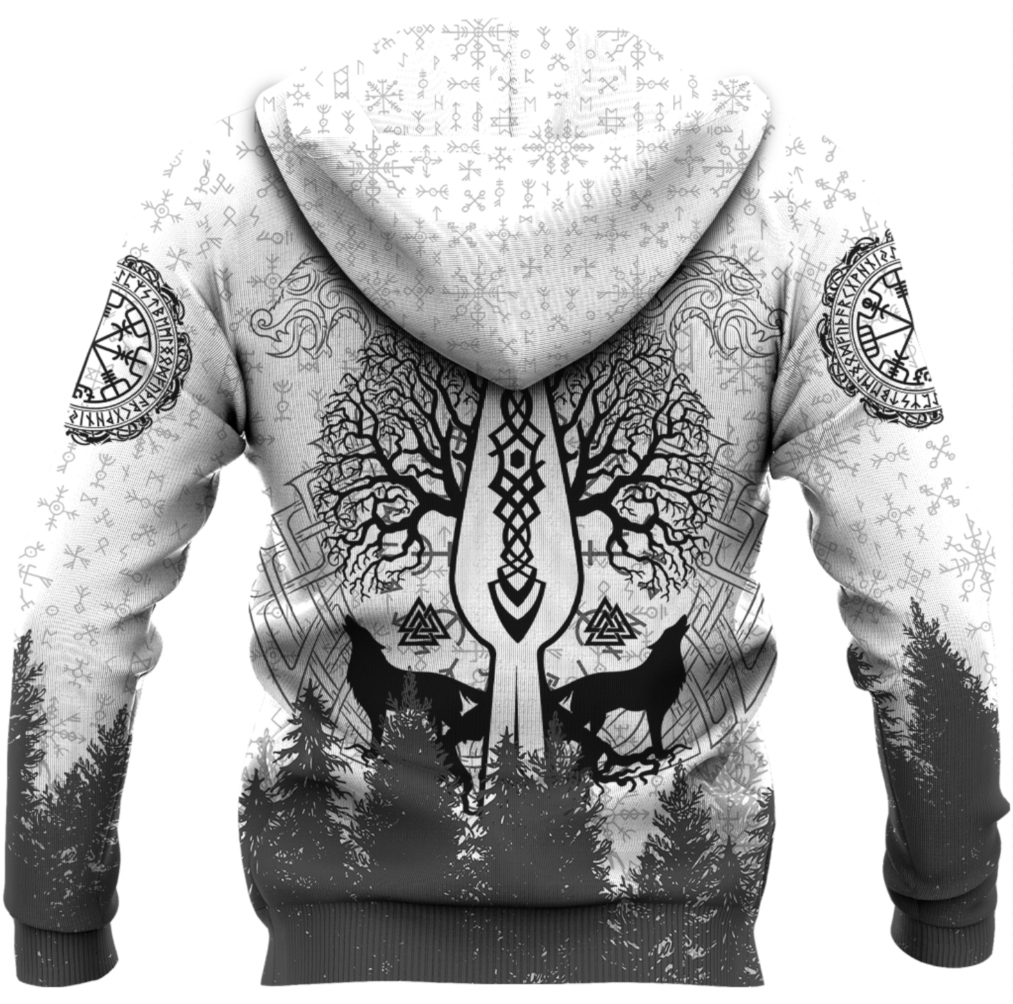 Viking Clothing Viking Odin and Raven Forest Hoodie RLT12