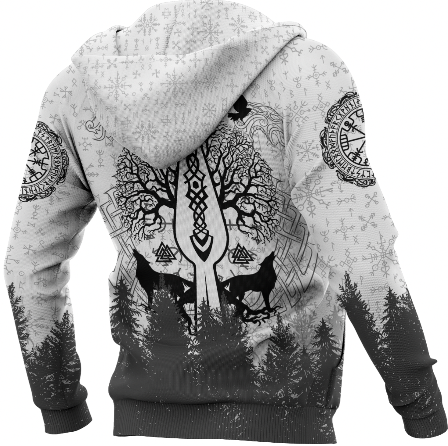 Viking Clothing Viking Odin and Raven Forest Hoodie RLT12