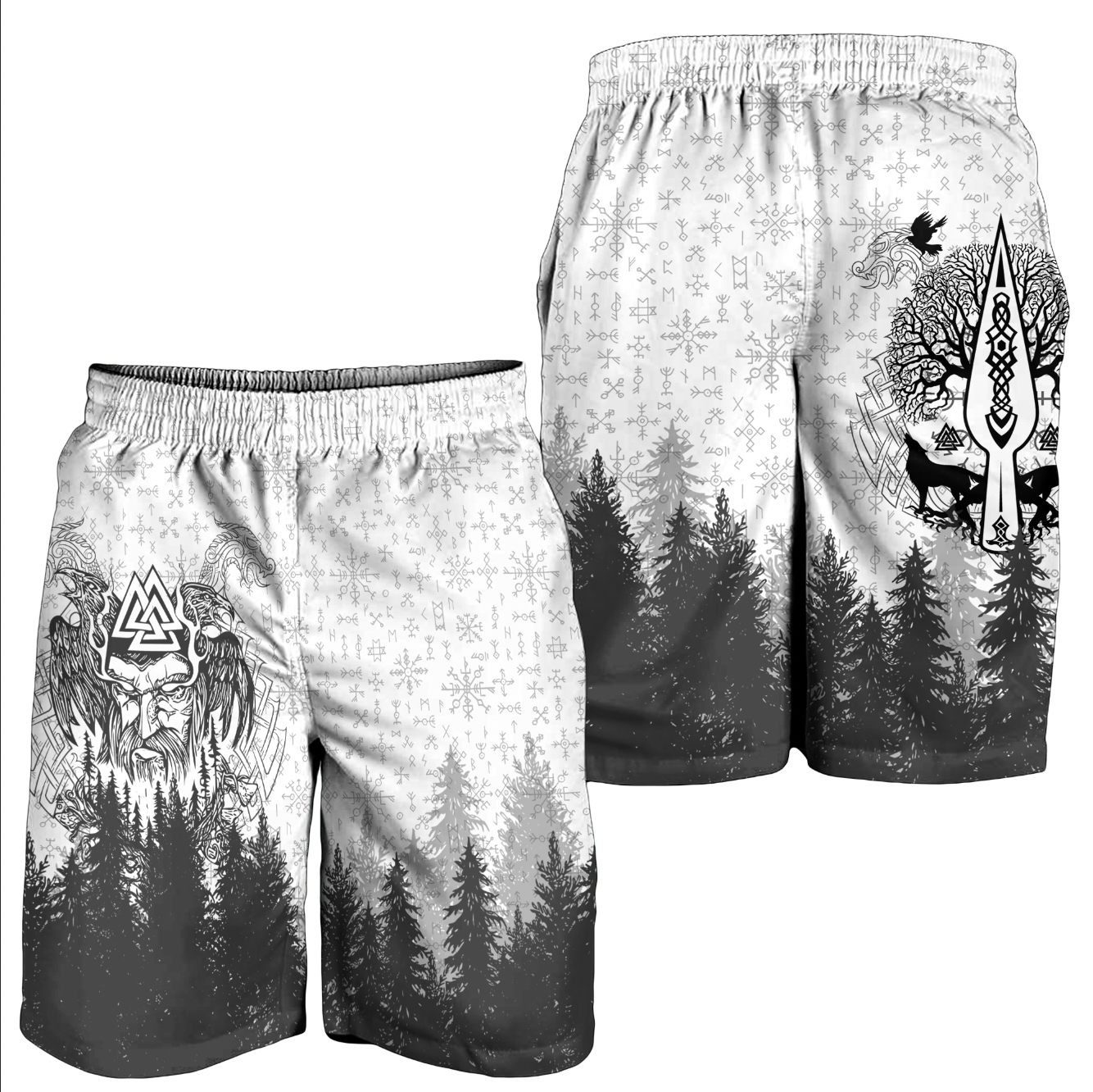 Viking Men's Shorts - Viking Odin and Raven Forest RLT12