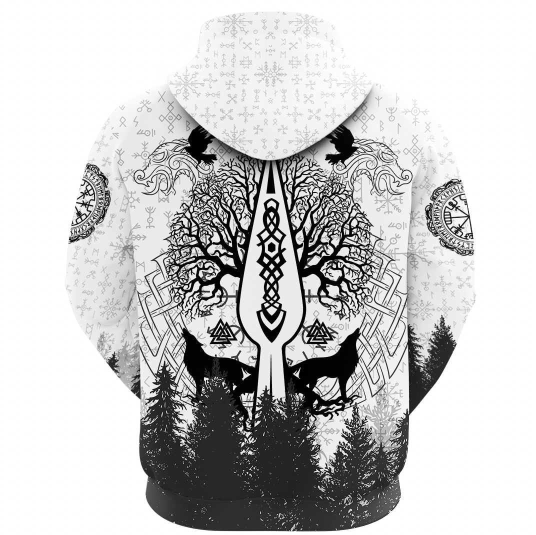 Viking Clothing Viking Odin and Raven Forest Gaiter Hoodie RLT12