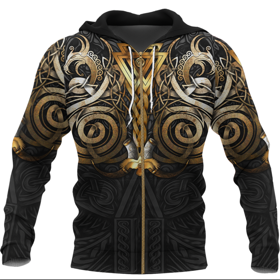 Viking Clothing Viking Valknut Odin Norse Mythology Zip Hoodie RLT12