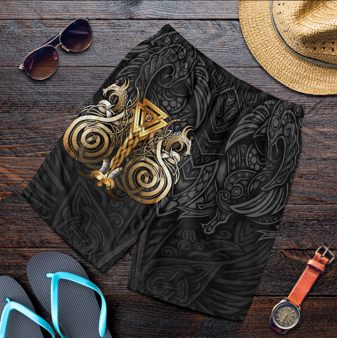 Viking Men's Shorts - Viking Valknut Odin Norse Mythology RLT12