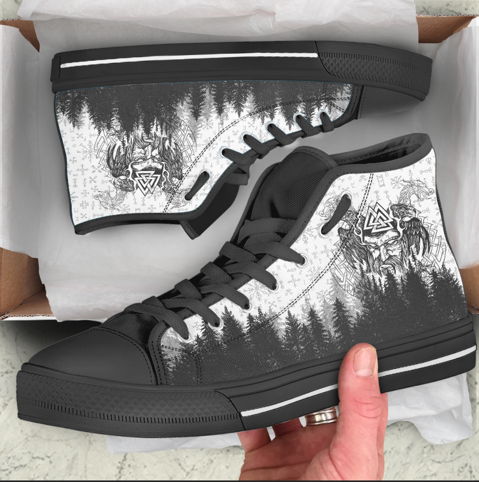 Viking High Top Shoes Viking Odin and Raven Forest RLT12