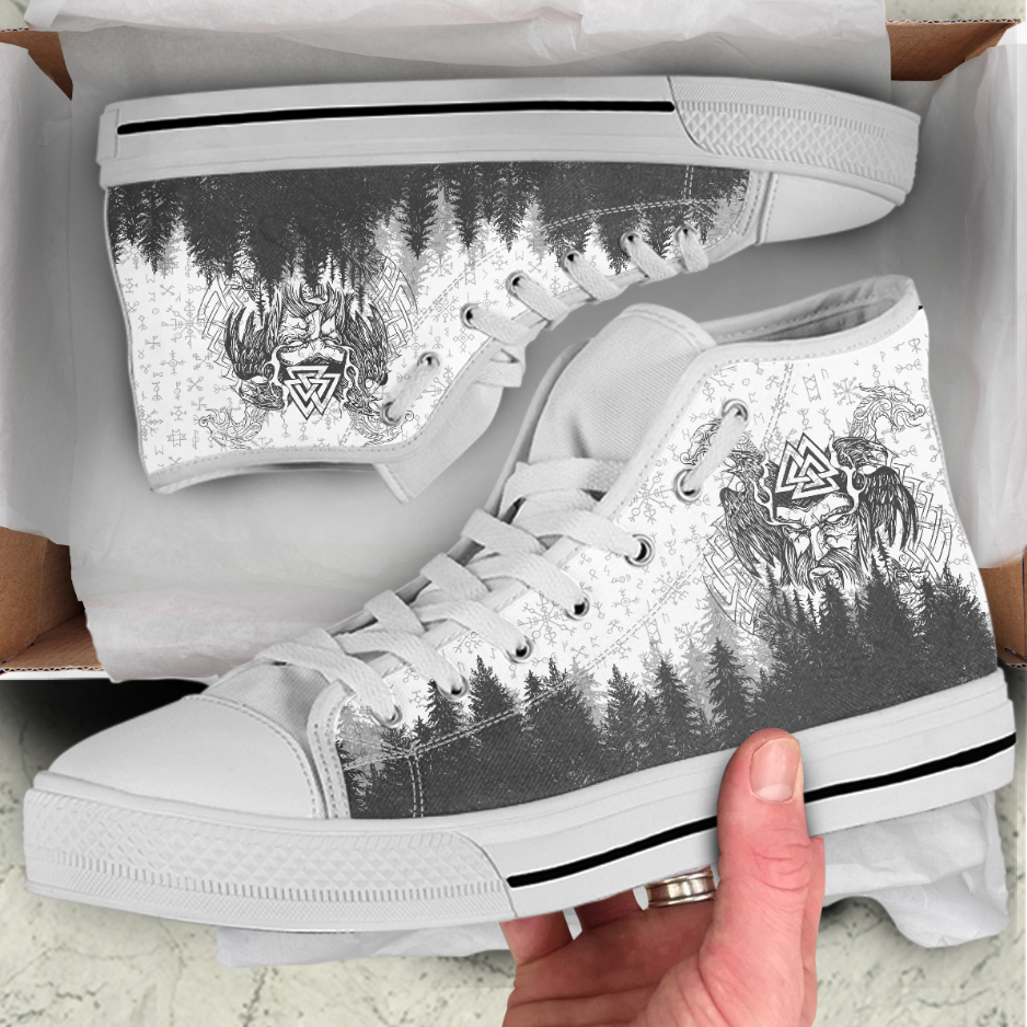 Viking High Top Shoes Viking Odin and Raven Forest RLT12