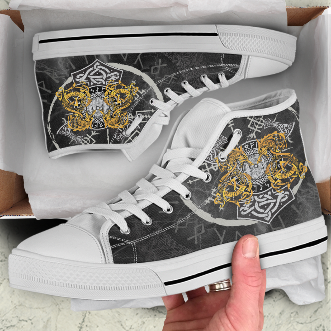 Viking High Top Shoes Viking Dragon Shield Norse RLT12