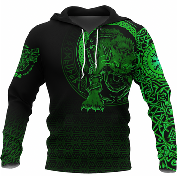 Viking Clothing Viking Fenrir Norse 3D Green Hoodie RLT12