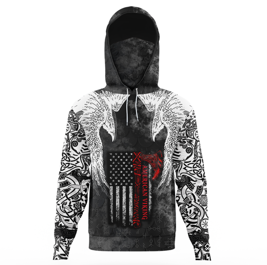Viking Clothing Viking Mystical Raven American Hoodie Gaiter RLT12