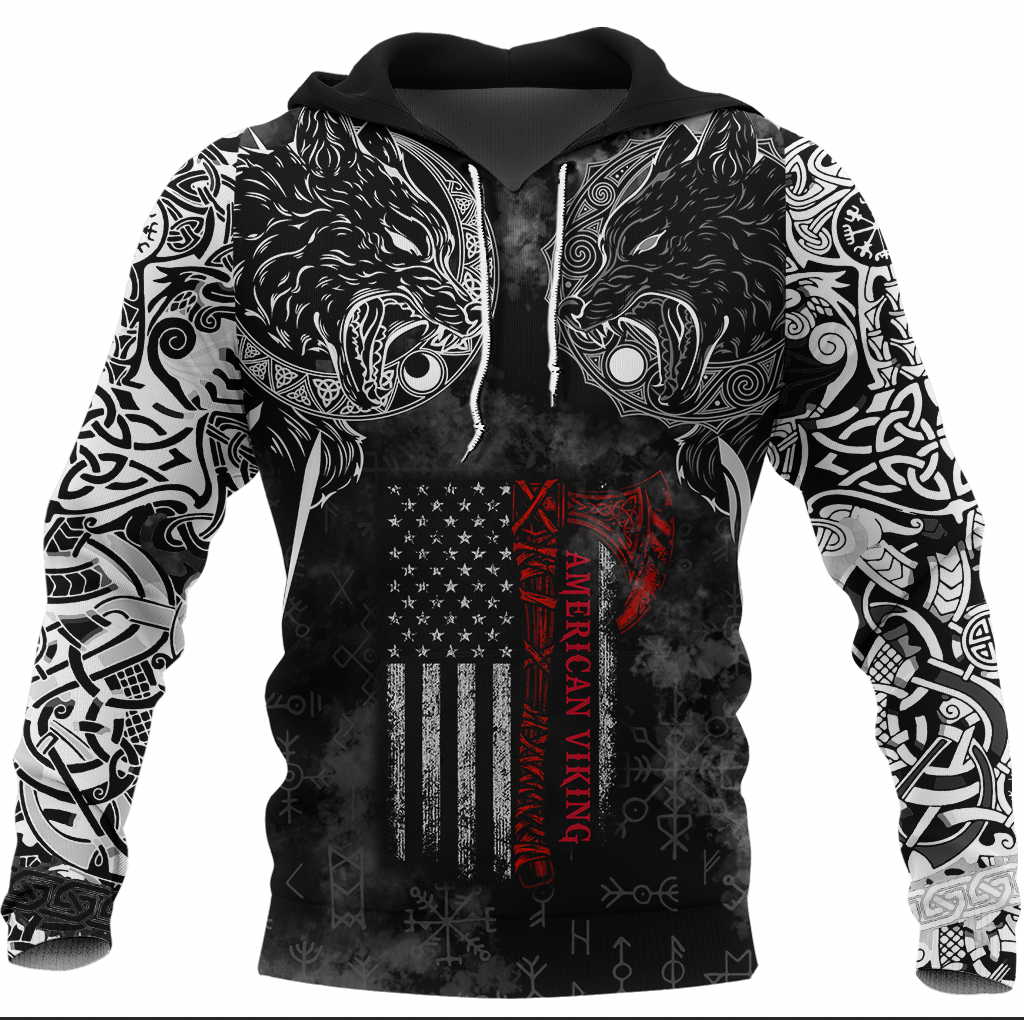 Viking Clothing Hati and Skoll Norse American Viking Hoodie RLT12