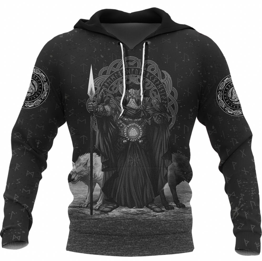 Viking Clothing Viking Odin Raven and Wolf Valknut Viking Hoodie RLT12