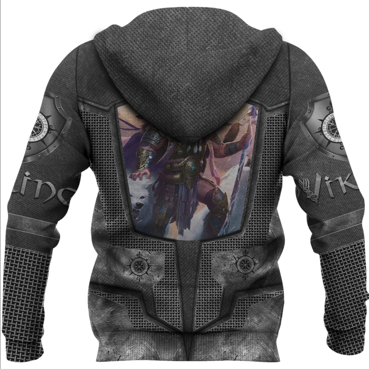 Viking Clothing Armor 3D Style Viking Odin Zip Hoodie RLT12