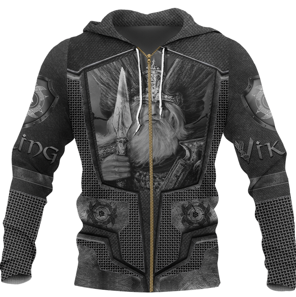 Viking Clothing Armor 3D Style Viking Odin Tattoo Zip Hoodie RLT12