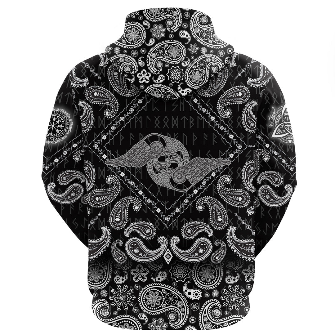 Viking Hoodie Seamless Background With Chain Wings with Bandana Paisley Style RLT12
