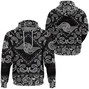 Viking Hoodie Seamless Background With Chain Wings with Bandana Paisley Style RLT12