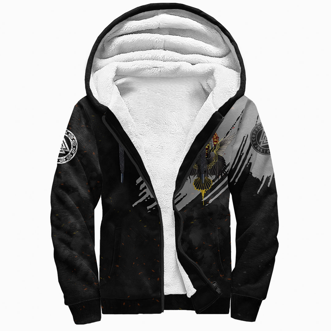 Viking Sherpa Hoodie - Viking Wolf - Fenrir Moon and Raven RLT12