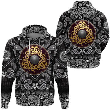 Viking Hoodie Shield with Bandana Paisley Style RLT12
