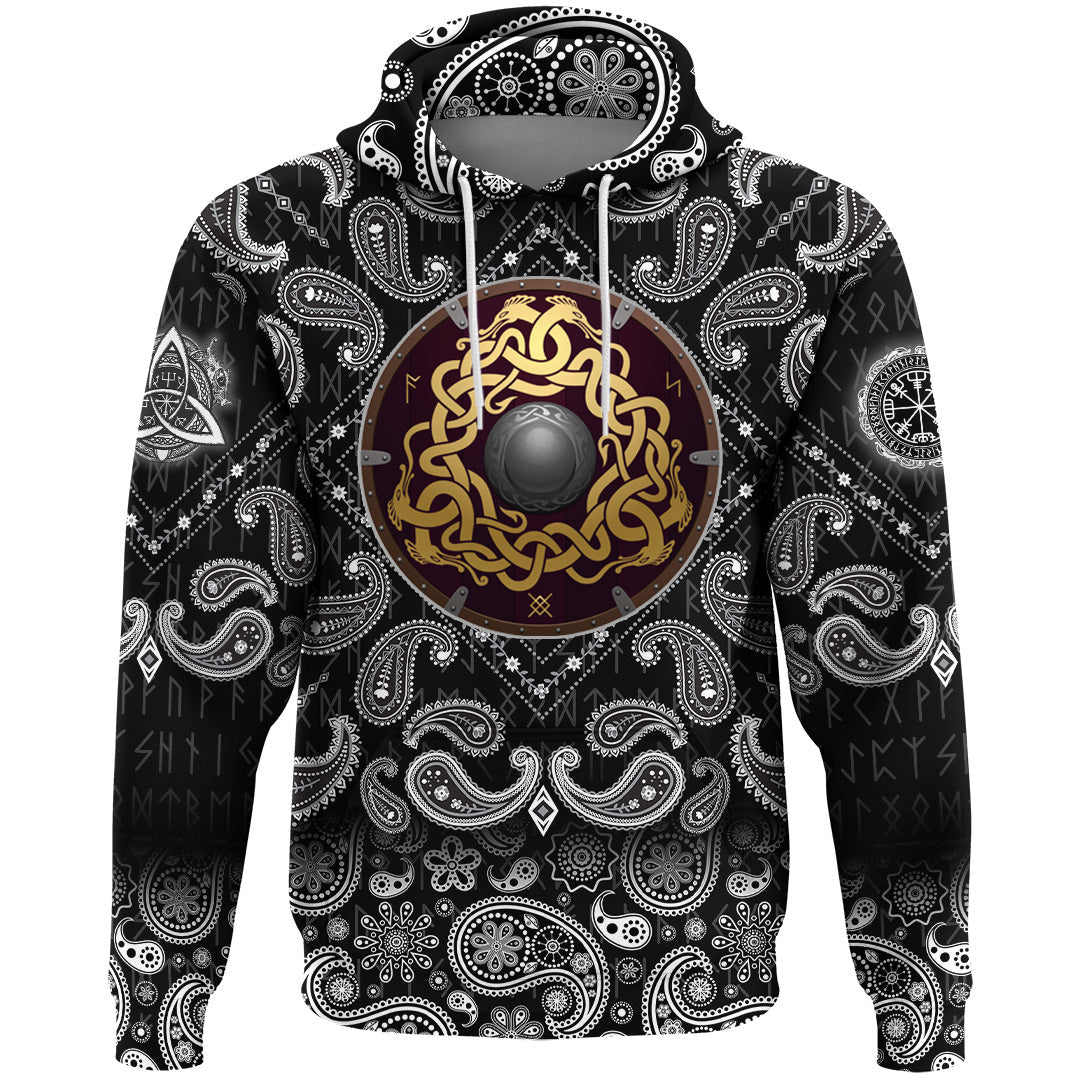 Viking Hoodie Shield with Bandana Paisley Style RLT12