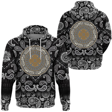 Viking Hoodie Shield Scandinavian Pattern with Bandana Paisley Style RLT12